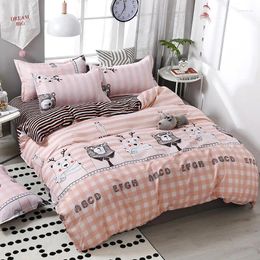 Bedding Sets 4pcs/set Kawaii Cartoon Style Bear Printing Comfortable Family Set Bed Linings Duvet Cover Sheet Pillowcases 51