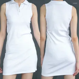 Casual Dresses Vintage Mini For Women 2024 Summer Dress Sleeveless Korjean Fashion Polo Shirt Tank Black Button Up