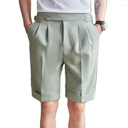 Men's Shorts Summer Foreign Trade Casual Short Suit Slim Fit Straight Tube Curled Solid Colour 5/4 Pants