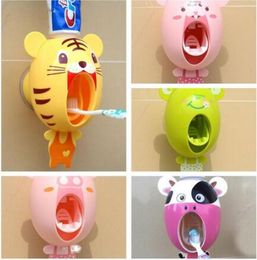 Cute Cartoon Animal Automatic Toothpaste Dispenser Wall Mount Stand Bathroom tooth paste dispensing tool TigerRabbit lovely5828947