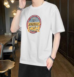 t shirtShort tshirt men039s 2021 base shirt Korean loose round neck top Colour matching summer half sleeve trend4852235