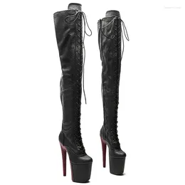 Dance Shoes Leecabe 20CM/8inches Matte PU Snake Upper Two Colour Mix High Heel Platform Boots Closed Toe Pole