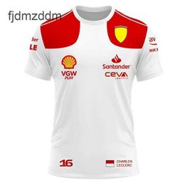2023 New Mens and Womens F1 Team T-shirts Racing Red Men Summer Charles Leclerc Carlos Sainz 55 Driver Women Tee Shirt Sport Children Clothes