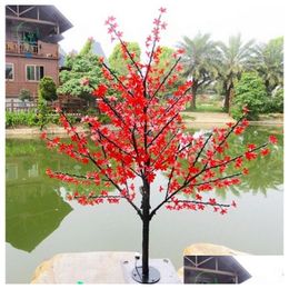 Christmas Decorations Handmade Artificial Led Cherry Blossom Tree Night Light New Year Wedding Decoration Lights 1.5 M Drop Delivery H Dhtd8