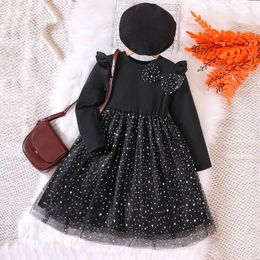 Girl Dresses Long Sleeve Sequined Shiny Princess Dress For Kid Girls 3-7 Years Old Tulle Children Birthday Party Tutu Vestidos With Hat