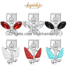 Charms Hapiship 2024 Women New Fashion Butterfly Italian Links Fit 9Mm Stainless Steel Bracelet Making Diy Jewelry Gift Dj1203 Drop De Otthy