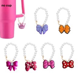 Hair Accessories Bow Crown Pearl Chain With Charm For Tumbler Cup Charms Shaped Drop Delivery Otpgj Otiqa