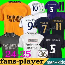 24 25 VINI JR MBAPPE Soccer Jerseys final Real Madrids BELLINGHAM Football Shirt 36 campeones 2024 2025 KROOS CAMAVINGA Rodrygo MODRIC Camisetas Men Kids Kit Uniform