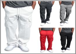 2020 New Jogging Sweat Pants Trousers For Solid Colour Casual Loose Trousers Men Joggers Gyms Brand Pockets Cargo Pants Plus Size X9300668