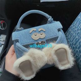 Ky Dole Bags Leather Handbag Niche Design Mini Blue Cowboy Monster Bag Denning Handheld Crossbody Bag Funny Cute Trendy with logo WLB4