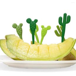 Forks Eco Friendly Creative Cake Green Cactus Party Decor For Kids Children Picks Fruit Fork Toothpick Tableware