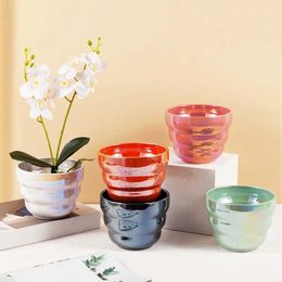 Planters Pots Colourful Ceramic Flower Planter Succulent Indoor Decorations Ornaments Garden Supplies Bonsai Plant Pot J240515