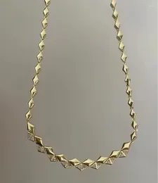 Chains Rhombus Shaped Chain Choker Necklace For Women Gold Color Geometric Simple Jewelry