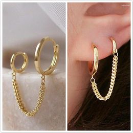 Hoop Earrings RAKOL Round Sahped Chain Earring For Women Sleeper Double Ear Holes Gold Colour Party Jewellery
