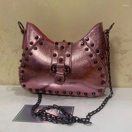 Evening Bags MBTI Pink Goth Y2k Womens Shoulder Bag Summer Fashion Rivet Crossbody For Phone Harajuku Designer Casual Female Handbag