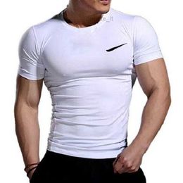 Mens Summer Short Sleeve Fitness T Shirt Running Sport Gym Muscle T-shirts Oversized Workout Casual Tops Clothing