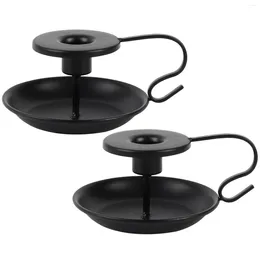 Candle Holders 2pcs Non Slip Candlestick Holder Gift Dining Room For Taper Thanksgiving With Handle Iron Art Home Decor Indoor Centrepiece