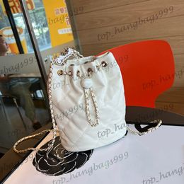 Luxury Designer Black White Drawstring Bukcet Backpack Bags Large Capacity Street Trends Handbags For Women Girls Ladies Summer Classic Diamond Lattice 17x8x22cm