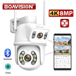 Wireless Camera Kits 8MP 4MP Wifi outdoor camera PTZ dual lens dual screen Ai Humanoid Detection Auto Tracking Onvif monitoring camera iCsee application J240518