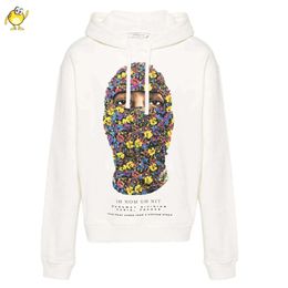 2024FW Hoodies Men Woman Cream Black Hip Hop Graphic Print Sweatshirts Oversize Pullover