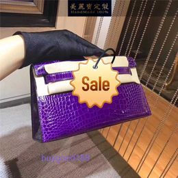 Top Ladies Designer eKollay Bag Handmade custom imported real crocodile skin mini bag first generation womens handbag one shoulder crossbody small bag purple