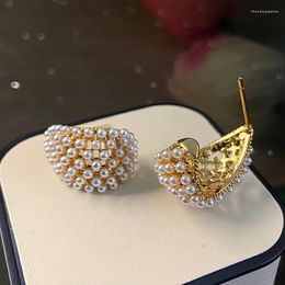Stud Earrings Arrival Korean Fashion High End Simple Metal Pearl Light Luxury Style For Women Jewelry.