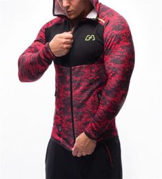 Men fitness bodybuilding Camouflage sweatshirt Hoodie Gyms workout Hooded zipper jacket male Joggers Sportswear Brand clothing C115274743