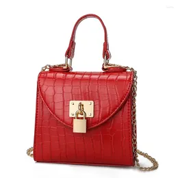 Shoulder Bags Handbag Luxury Designer For Women Fashion Lock Metal Chain Flap Simple PU Leather Red Black Bag Lady Dating Office