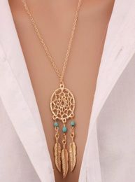 Fashion Dreamcatcher Feather Necklace Pendant Jewellery Whole A Clavicle Temperament Woman A Gift9355542