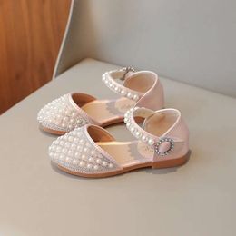 Summer Kids for Girls Rhinestone Princess Causal Wedding Party Flat Shoes Fashion Sweet Children Pearl Sandals