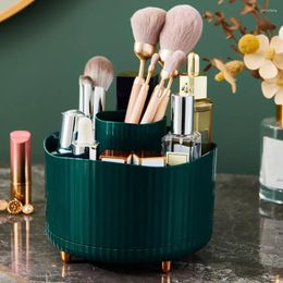 Storage Boxes Makeup Brush Holder Dresser Table Desktop 360° Rotating Organizer Cosmetic Box For Bathroom Lipstick Eyebrow Pen