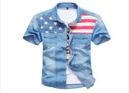 T Shirts for Men Summer New Denim Shirt Double Pocket Stitching Color Designer Men Shirt Short Sleeve Jeans Shirt6032407