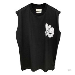 mens t shirt y3 Cotton Graffiti Letter Printed Round Neck Sleeveless T-shirt Summer Loose Exercise Fitness Vest RN9L