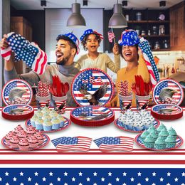 American Eagle Independence Day Party Tableware Set Factory Wholesale 7 Inch Paper Plate Paper Tissue Tablecloth Party Decoration