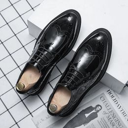 Casual Shoes Brand Brogue Men Business Lace-up Formal Oxford Fashion Printed Wedding Dress Footwear 2024 Mens Leather