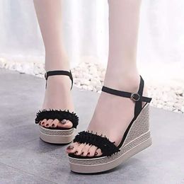 Wedge 2024 New Summer Open Toe Fish Head Sandals Fashion Platform High Heels Women ef1