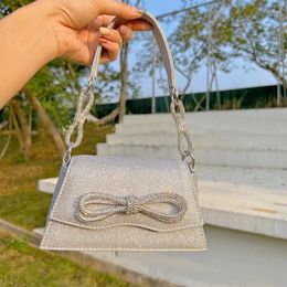 Evening Bags SUNNY BEACH Glitter Bow Designer Bag Women Luxury Tote For Party Shiny Prom Wedding Handbag