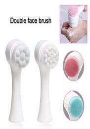 Double Side Silicone Facial Cleanser Brush Portable Vibration Massager for body and face skin care2624577