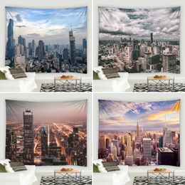 Tapestries City Architecture Tapestry Vintage Landmarks Red Phone Booth Bus Outdoor Garden Home Dorm Room Decor Background Fabric