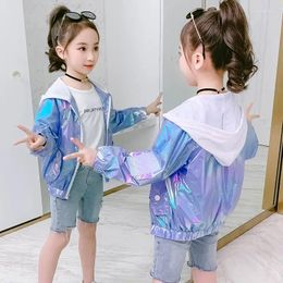 Jackets 3-12 Years Girls Summer Sun Protection Coat Hooded Zipper Fashion Little Princess Jacket Birthday Gift Outdoor Activity Clothing