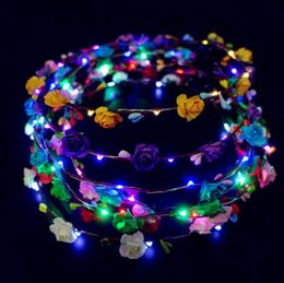 LED Headband Lights Glow strings Flower Toys Crown Headbands Light Up Hair Wreath Hairband Garlands Women Christmas Party Wreat