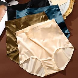 Women's Panties Sexy Women High Waist Underwear Lingerie Ice Silk Briefs Seamless Pants Girls Underpants Slimming Body Shaper