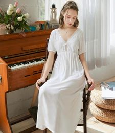 2020 Summer Sleepwear Vintage White Cotton Nightgown Plus Size Women Home Wear Night Dress For Wedding Nightwear Lingerie T6303523700