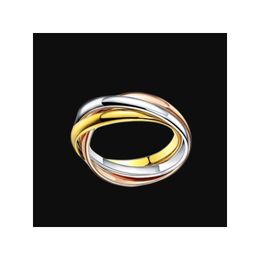 Band Rings Titanium Steel Sier Rose Gold Plated Love Ring For Womens Tricolour Mixed Lovers Three-Color Couple Pair Drop Delivery Jewel Oths1