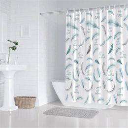 Shower Curtains Feather Enjoy Bathing Boho Bath Curtain Sets Modern Nordic Minimalist Fabric Print Bathroom Bathtub Decor Hooks