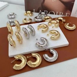 Stud Earrings 5 Pairs Shiny Zircon Circle Shape For Women 18K Gold Plated Copper Jewellery