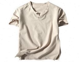 Men Clothing Linens T Shirt Short Sleeve Tops Mens V Neck Cotton Linen Casual Tshirt Top2500707