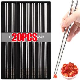 Chopsticks High Quality Reusable Sushi Set Stainless Steel Non-Slip Metal Chop Sticks Household Kitchen Stick Tableware Cutlery