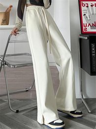 Women's Pants High Waist White Wide Leg Sweatpants Spring Summer Female Straight Casual Loose Outfit 2024