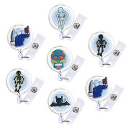 Laminating Supplies Fluorescent Halloween Cartoon Badge Reel Retractable Nurse Id Card Holder With Clip For Office Cute Cool Reels Tag Otnyq